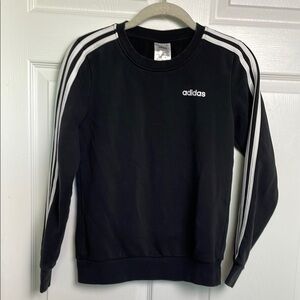 Adidas Crewneck Sweatshirt XS 4-6 Black White stripes Womens